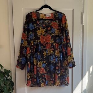 Vintage 90s floral sheer babydoll dress